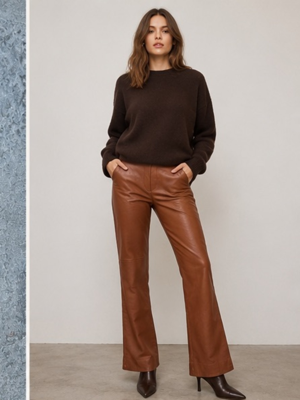 DANIER Genuine Leather Brown Bootcut Pants Size 10